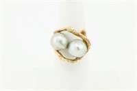 10K Gold Ring w/Baroque Pearls