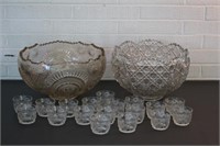 Two Glass Punch Bowls