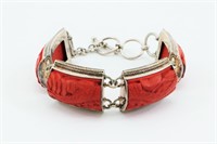 Sajen Jewelry Sterling & Cinnabar Dragon Bracelet