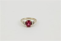 Pink Spinel & Diamonds 14k Gold Ring