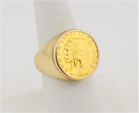 1928 Indian Head $2.50 Gold Coin in Ring