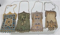 Four Deco Multicolor mesh purses ca 1920's