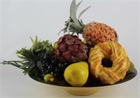 Glass Fruit Bowl w/ Faux Fruit