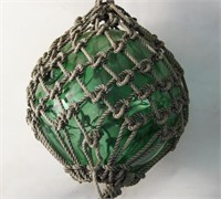 Antique Nautical Green Glass & rope Fish Ball
