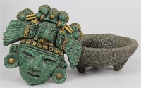 Corn Grinder & Aztec Stone Plaque