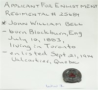 WWI BELL ENLISTMENT PIN
