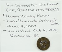 WWI CEF PERRY SERVICE PIN