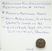 WWI HART ENLISTMENT PIN