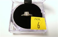 14K White gold vintage diamond solitaire in
