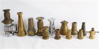 Collection of 15 Antique Brass Fire nozzles