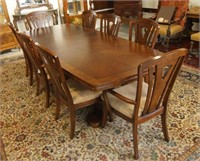 Pedestal dining table and 8 chairs