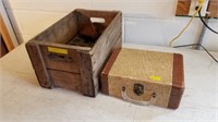 Wooden crate & suitcase