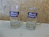 2 Large Bud Light Glass Mugs