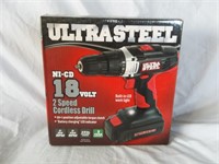 New UltraSteel 18 Volt 2 Speed Cordless Drill
