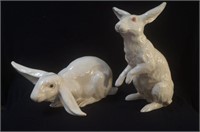 French white glazed ceramic rabbits - 2