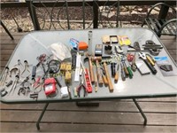 Assortment of tools, tester, compasses and misc.