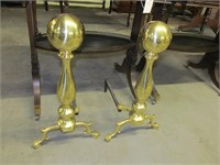 Large Fine Brass Andirons