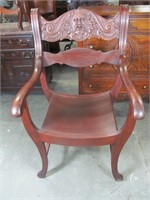 Mahogany Carved Saddle Chair
