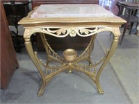 Gold Leaf Victorian Marble Top Table