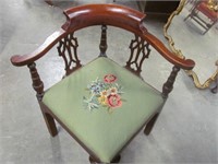 Chippendale Needlepoint Corner Chair