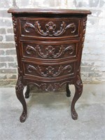 Small Carved French Side 3 Drawer Stand