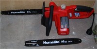 TWO HOMELITE 14" ELECTRIC CHAINSAWS
