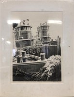 SIGNED PETER ROGERS "NEW YORK TUGS" LITHOGRAPH