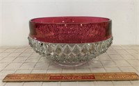 BEAUTIFUL CRANBERRY CUT GLASS CENTER BOWL