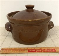 COVERED GLAZED BEAN CROCK