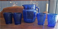 COBALT BLUE PITCHER & TUMBLER SET