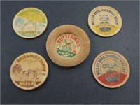 Lot of 5 Milk Bottle Caps - Including Hard to