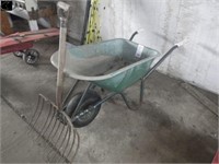 Wheelbarrow w/ poly bucket, rubber tire