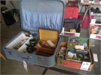 Suitcase and box w/ misc