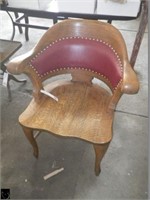 Antique wood and upholstered office chair