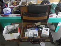 Briefcase w/ magnifier, office supplies etc