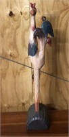 33” Hand Painted Wood Rooster Sculpture