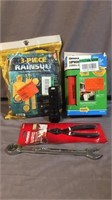 Misc lot- Husky tools, Siphon pump, flashlight