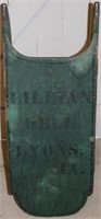 19TH C. WOODEN SLED, OLD GREEN PAINT STENCILED