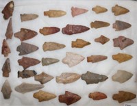 COLLECTION OF 35 CARVED STONE POINTS &