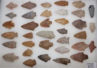 COLLECTION OF 35 CARVED STONE POINTS &