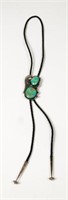 SILVER AND TURQUOISE BOLO TIE