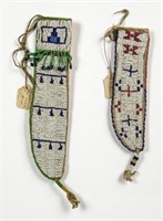 TWO 19TH C. SIOUX BEADED KNIFE CASES