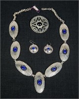 NECKLACE, PIN, AND EARRINGS