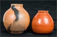 TWO REDWARE CLAY POTS