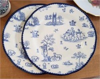 2pc Blue/ White Plates - Wood & Sons, England