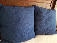 Pair Blue Quilted Shams - W/ Casing