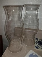 Pair Clear Glass Hurricane Lamps