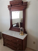 Antique Marble Top Dresser W/ Mirror