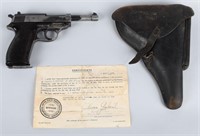 WALTHER  P38, 9MM PISTOL, HOLSTER, CAPTURE PAPERS