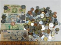 Large Lot of Foreign Coins & Currency